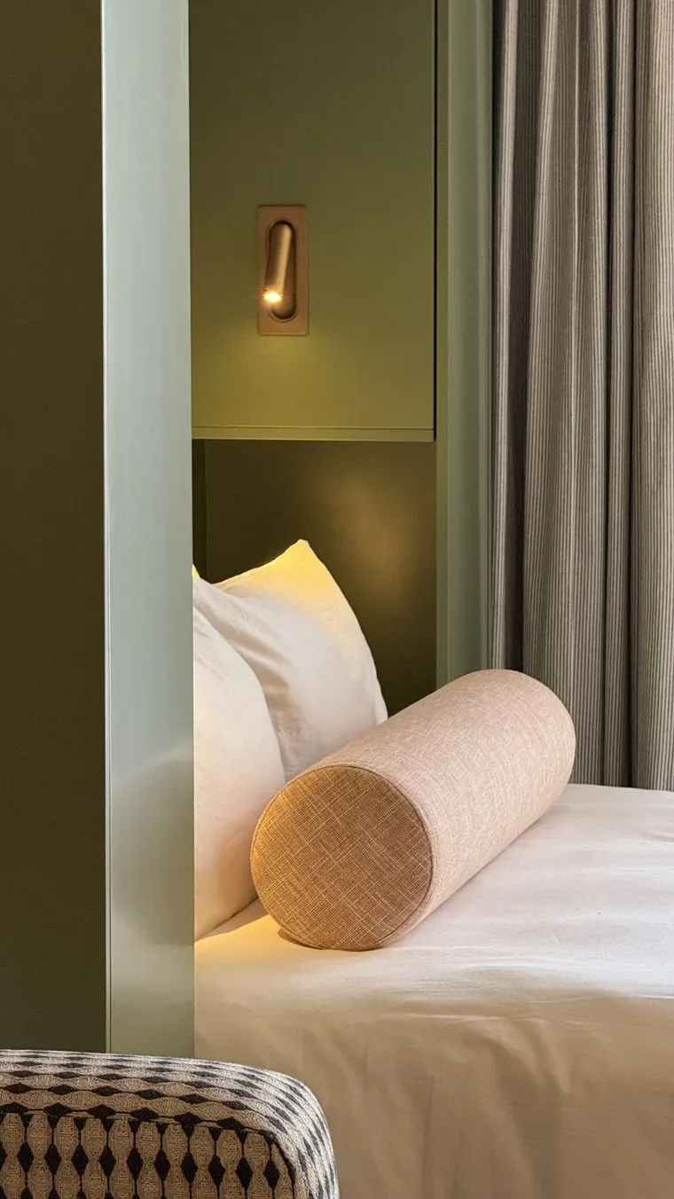 The bed, late in the afternoon