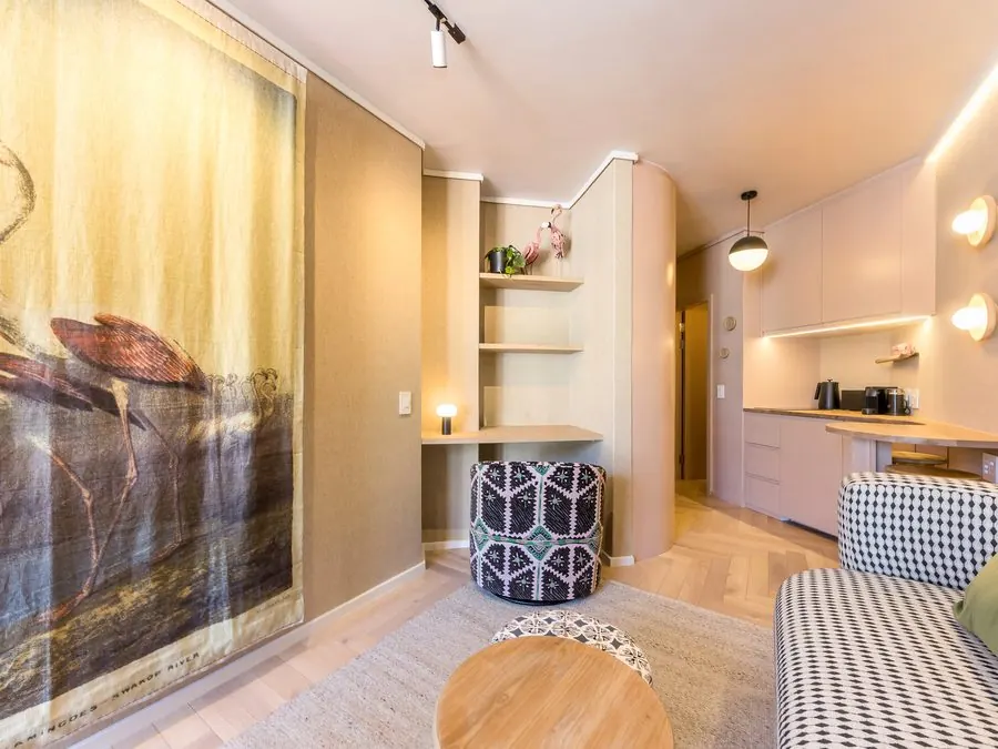 The mural and the shelves