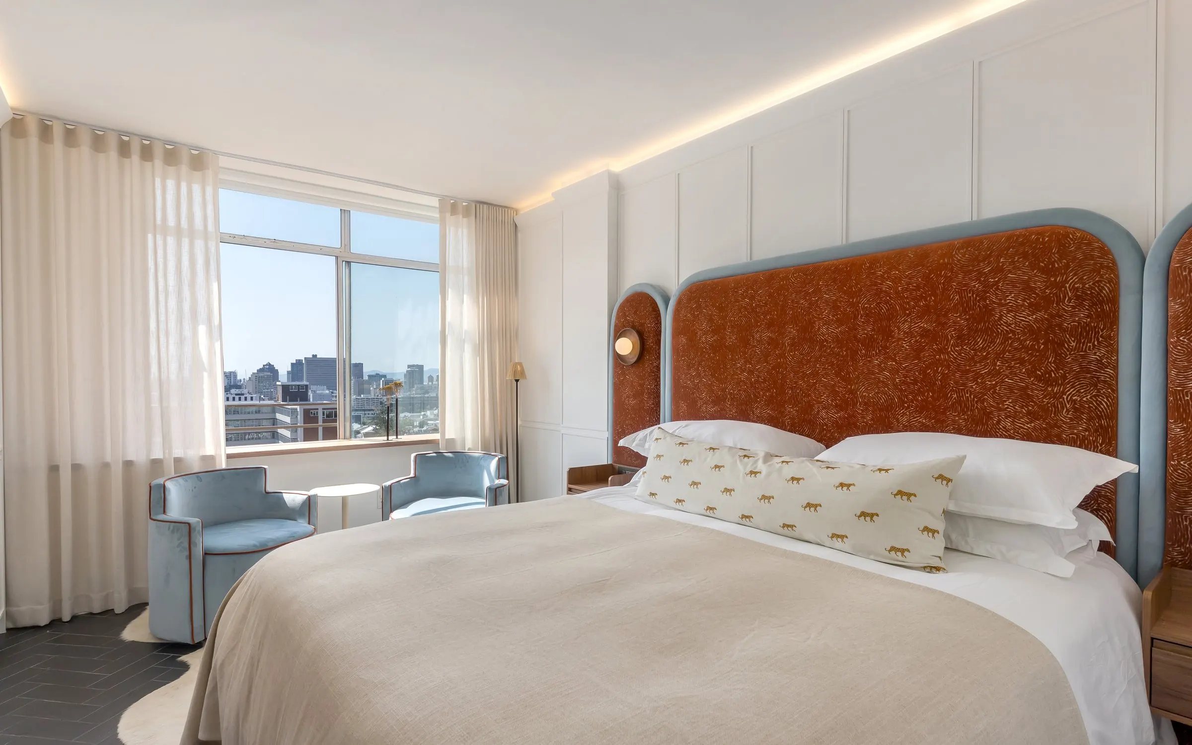 The studio, the bed and the city through the window