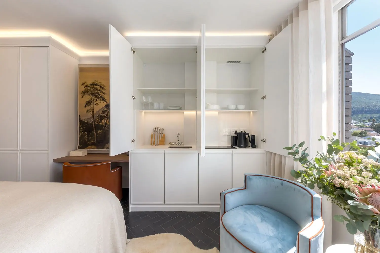 The kitchen, open