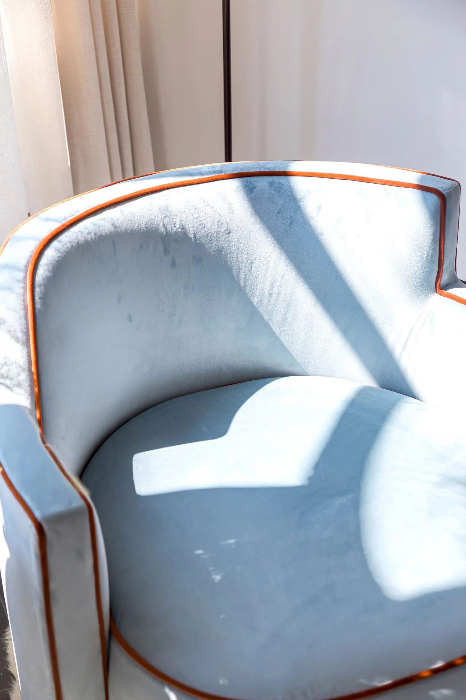 The velvet chair in the afternoon